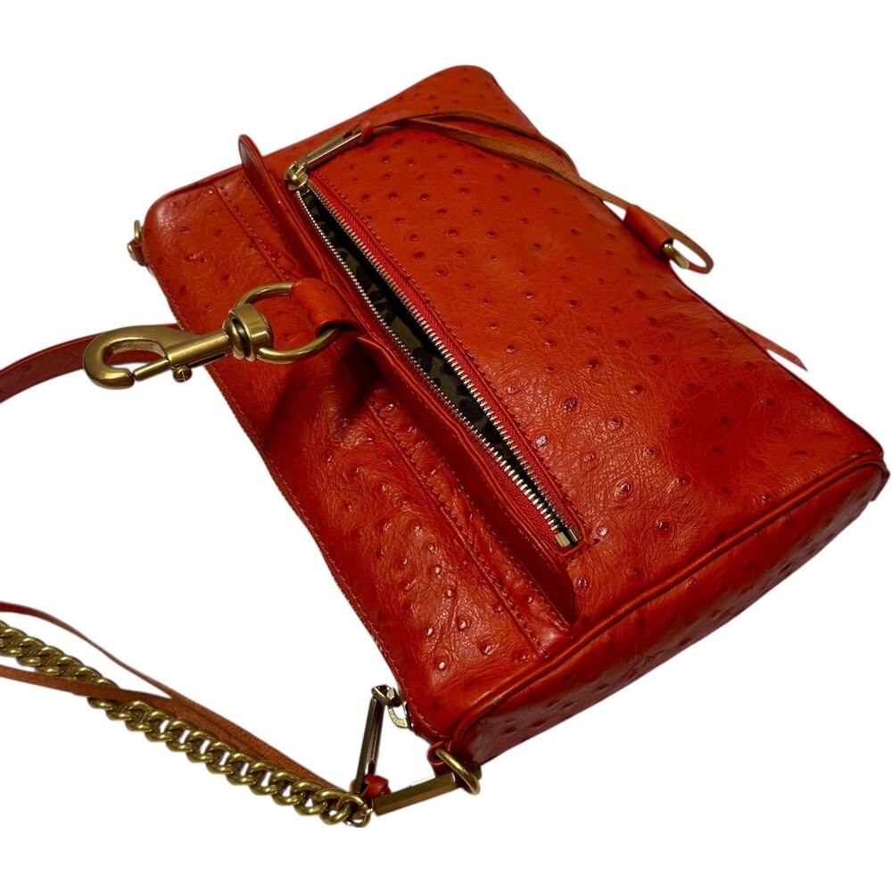 Rebecca Minkoff MAC Ostrich Leather Orange Gold - Picture 5 of 6